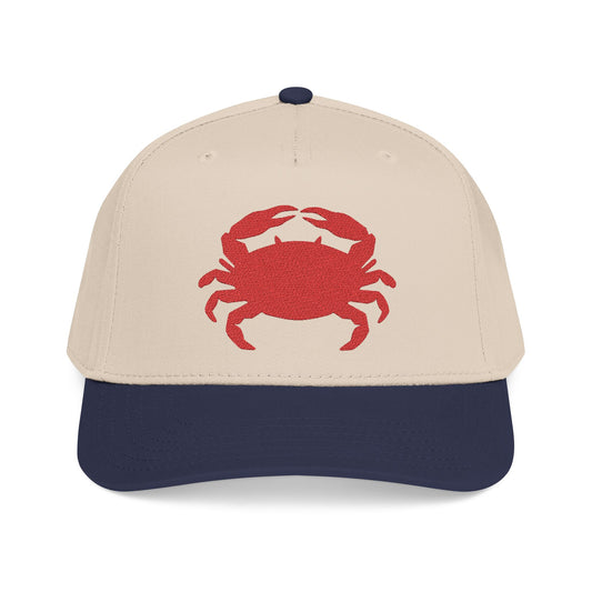 Crab Embroidered Baseball Cap, Coastal Crab Hat, Preppy Nautical Cap