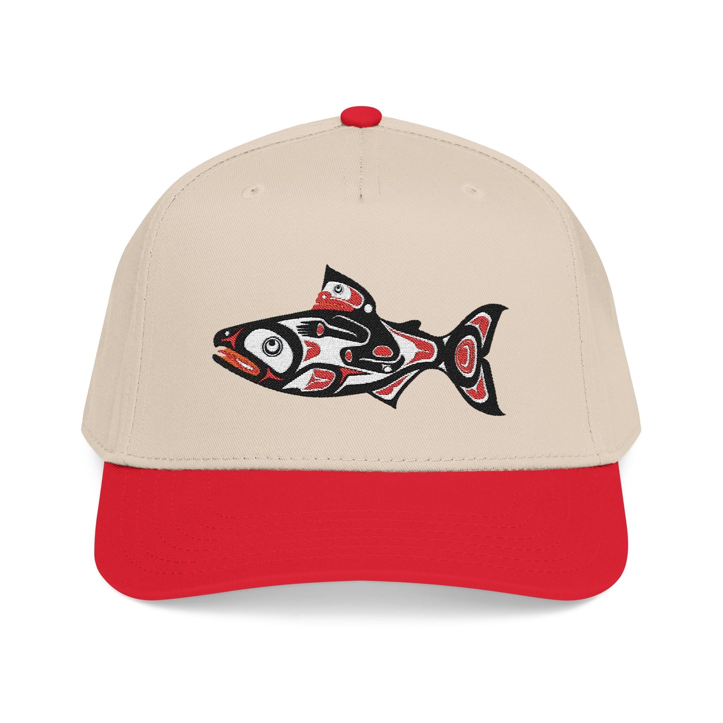 Tribal Salmon Embroidered Baseball Cap Native American Hat