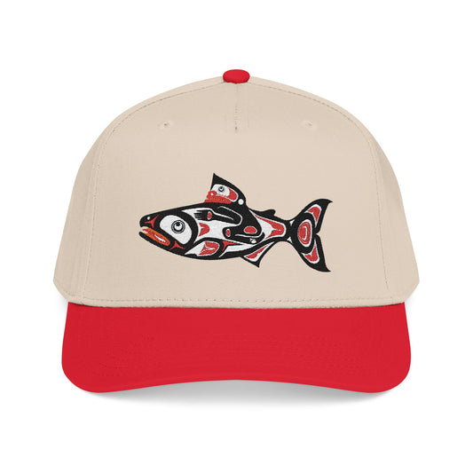 Tribal Salmon Embroidered Baseball Cap Native American Hat