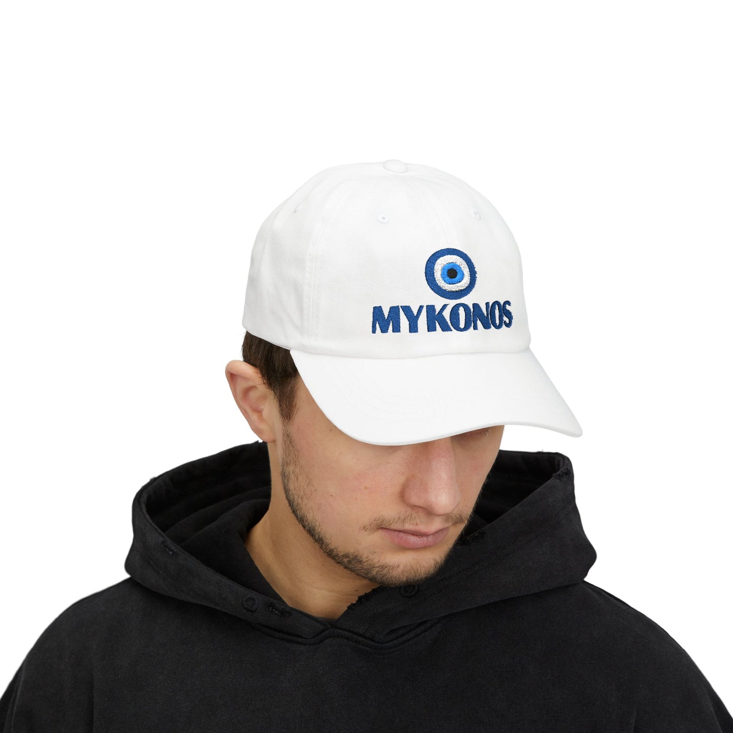 Mykonos Evil Eye Dad Cap — Embroidered Greek Island Baseball Hat