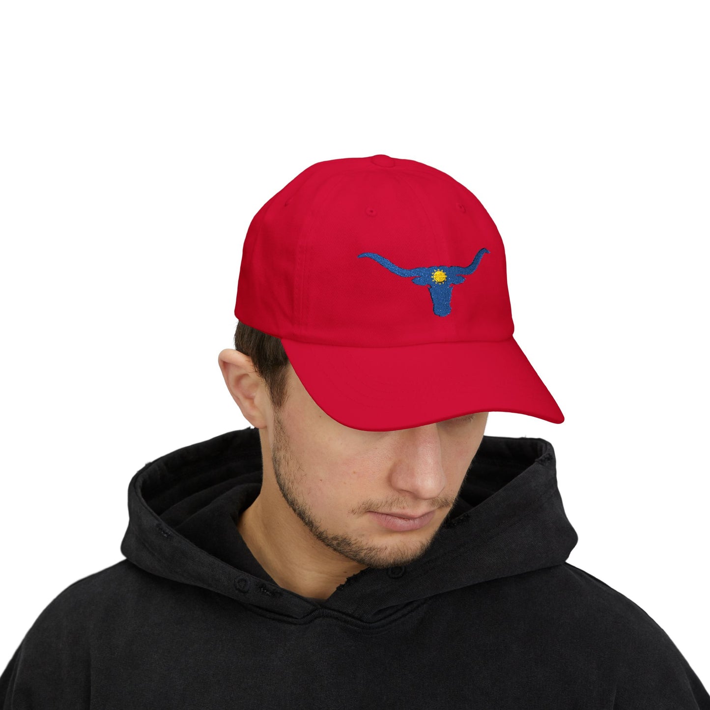 Embroidered Blue Longhorn Dad Cap Western Sun Hat