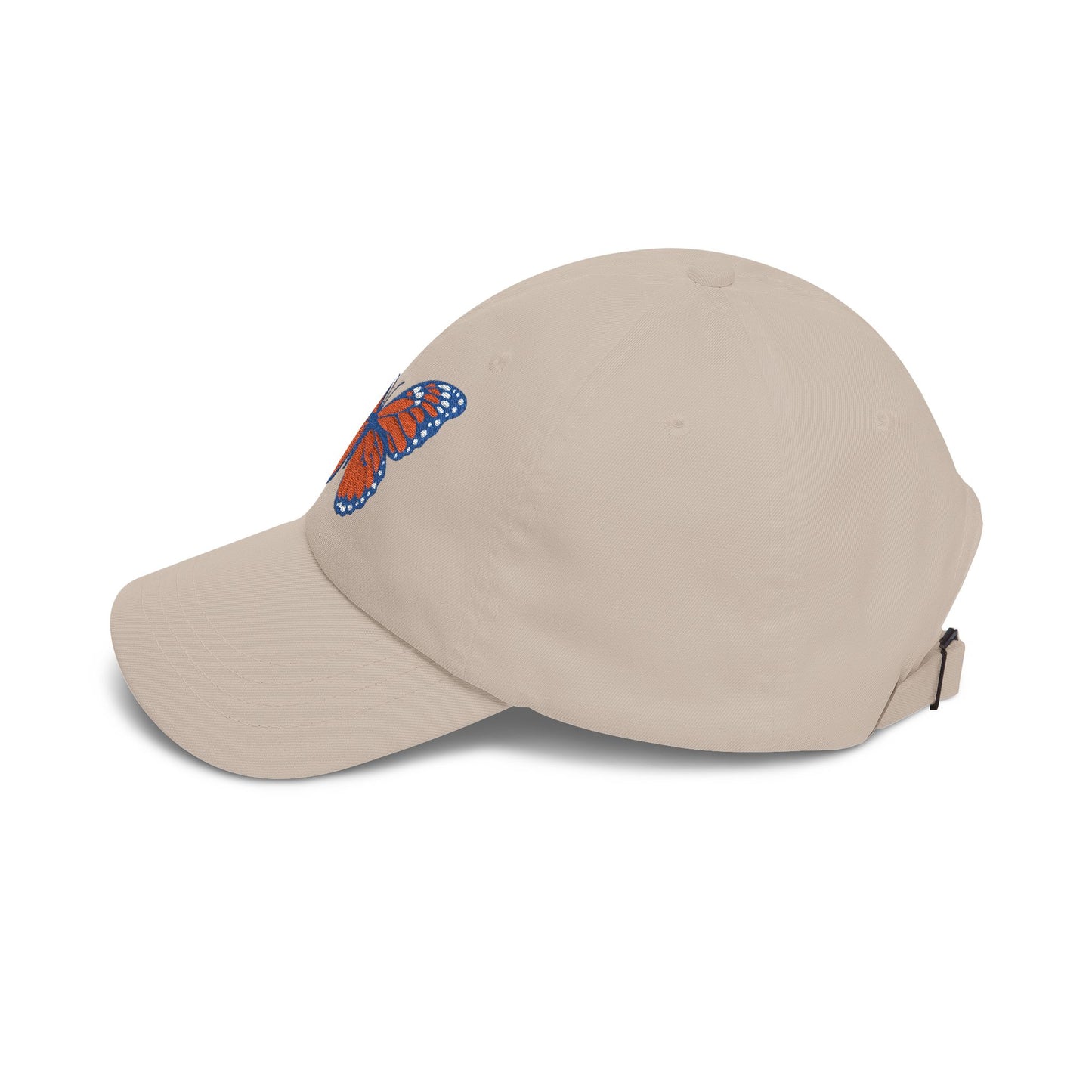 Butterfly Embroidered Dad Cap Preppy Orange & Blue Monarch Hat