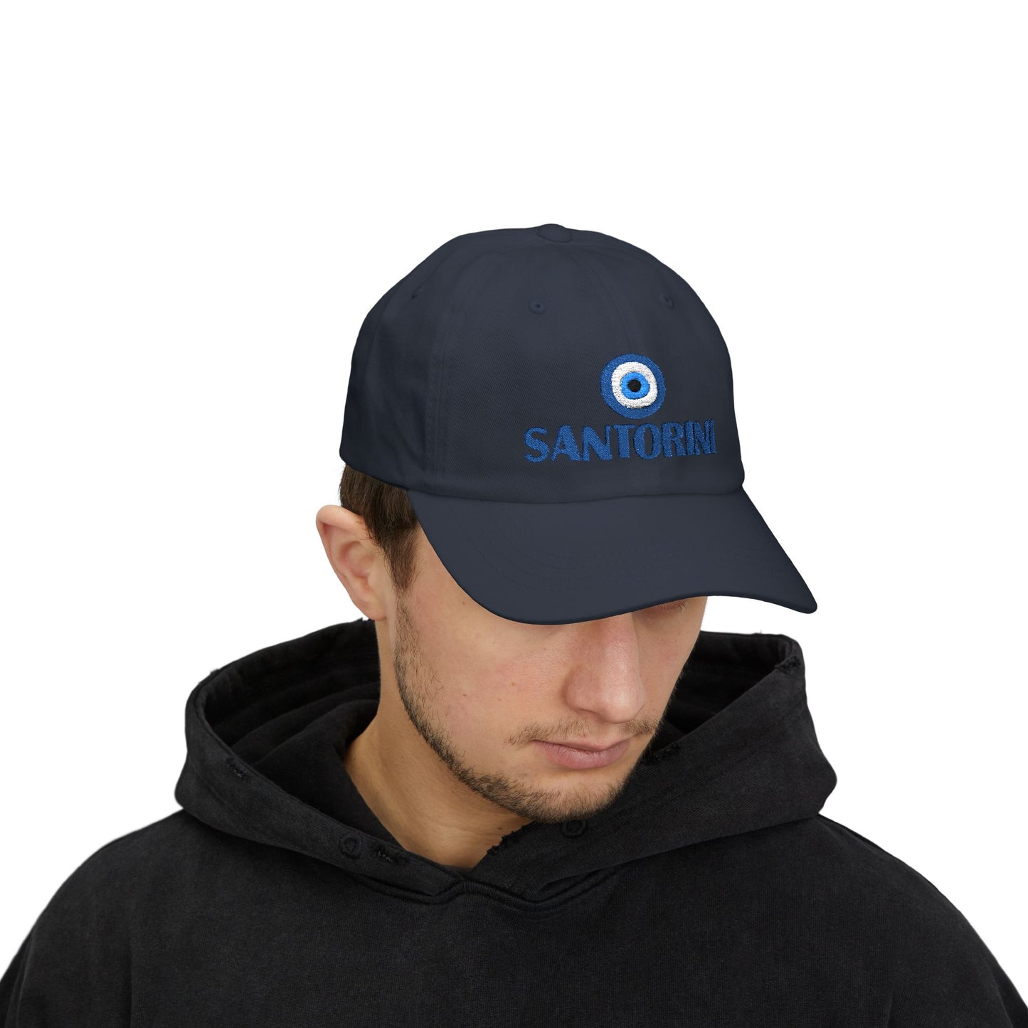 Santorini Evil Eye Dad Cap – Greek Island Embroidered Baseball Hat