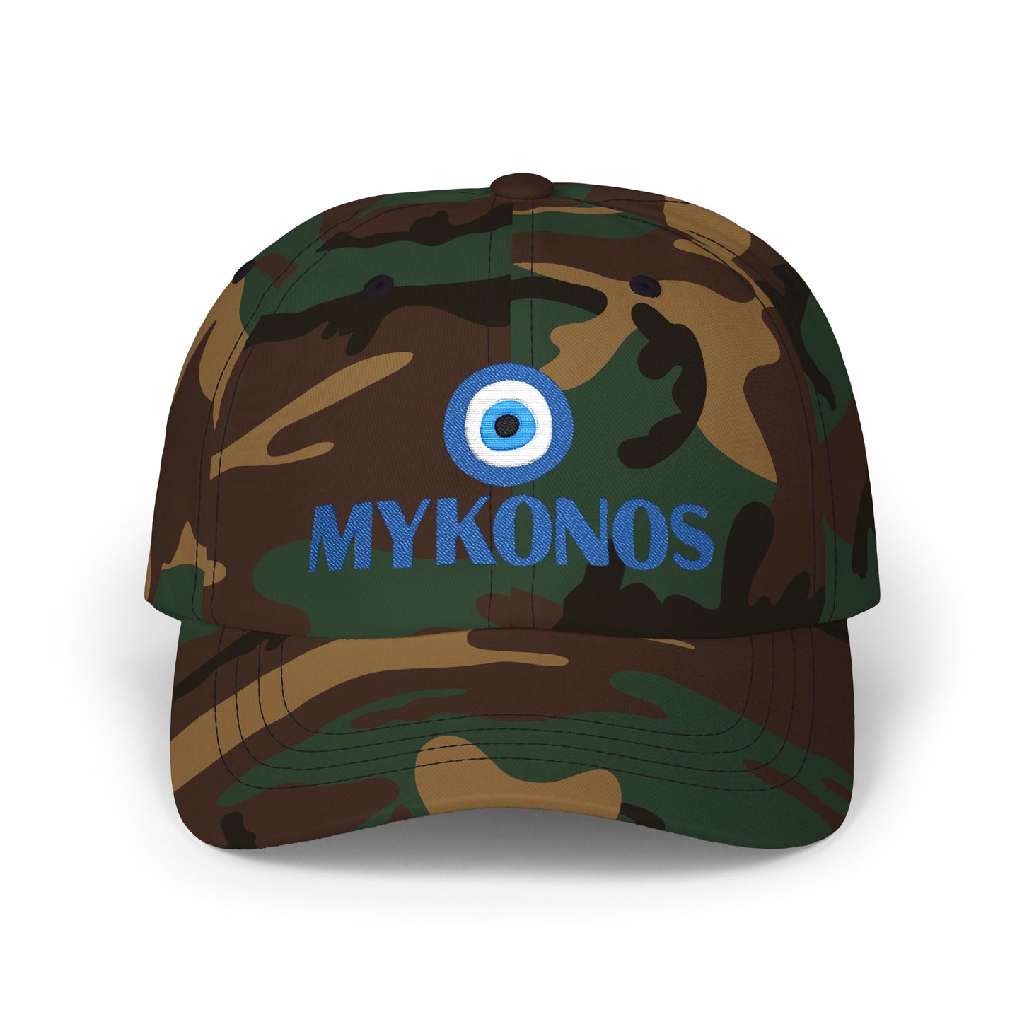 Mykonos Evil Eye Dad Cap — Embroidered Greek Island Baseball Hat