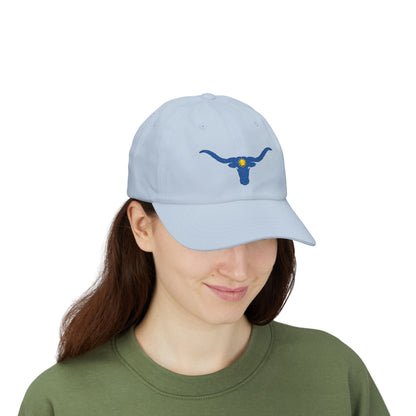Embroidered Blue Longhorn Dad Cap Western Sun Hat