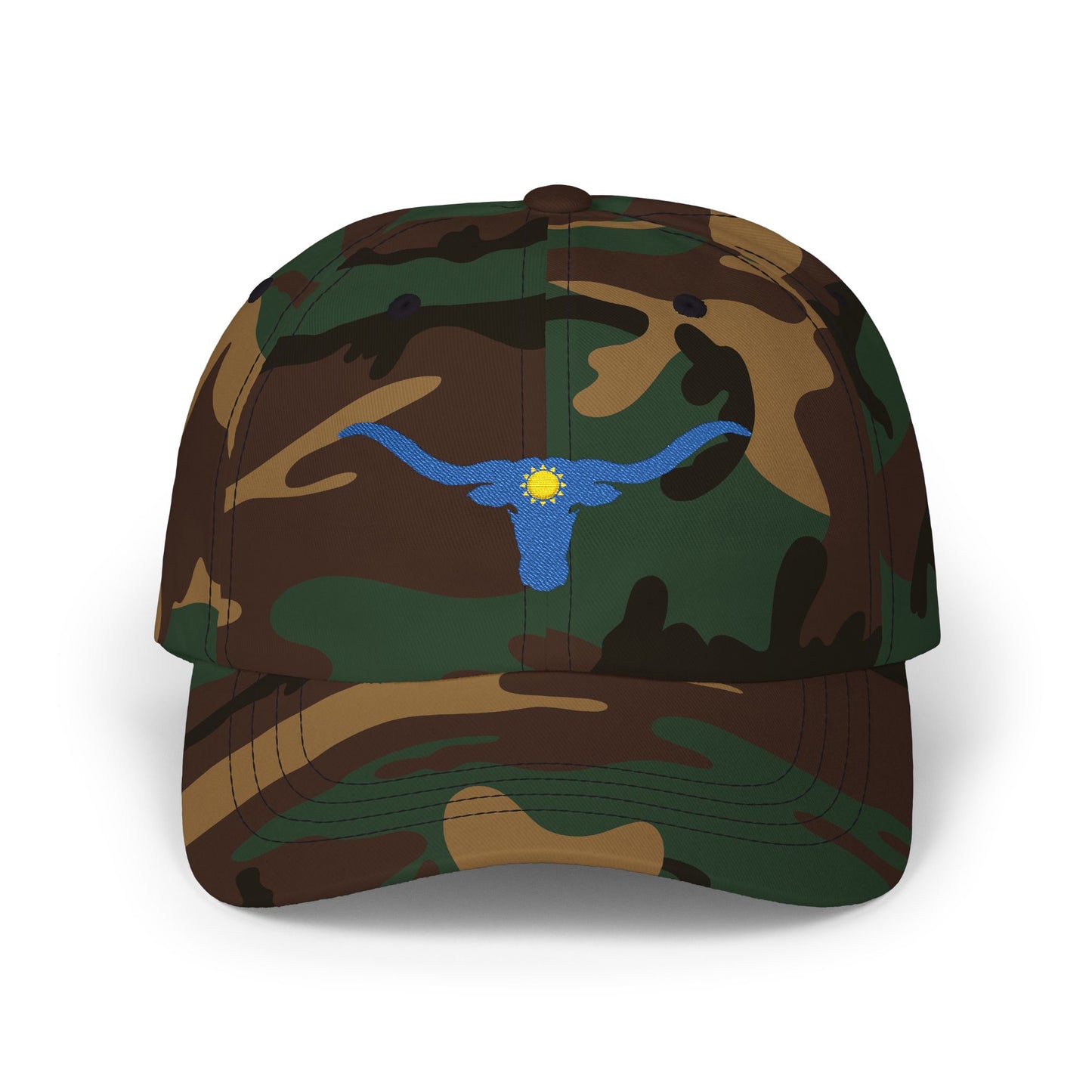 Embroidered Blue Longhorn Dad Cap Western Sun Hat