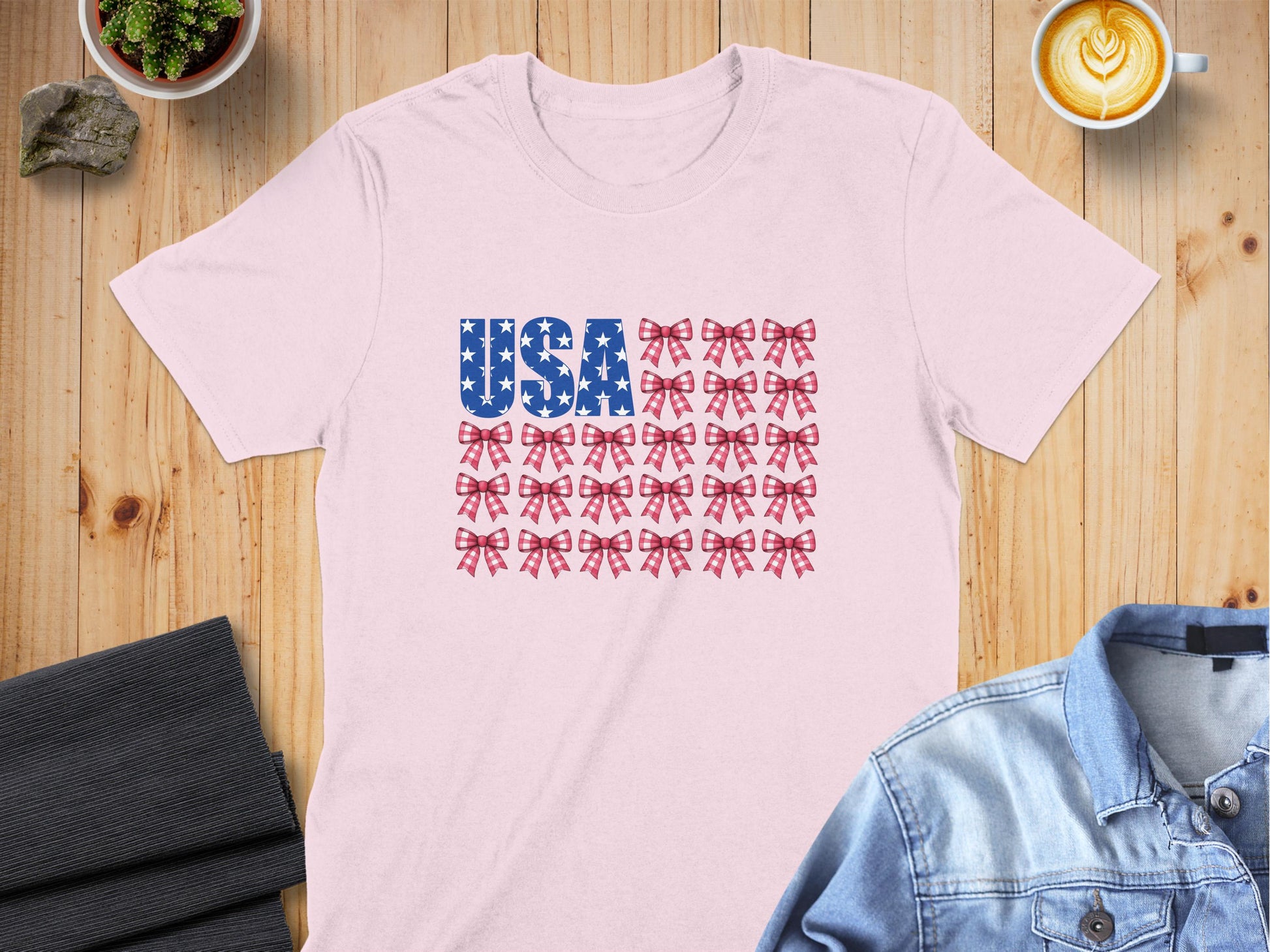Patriotic USA Flag and Bows Graphic T-shirt product type
