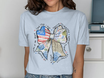 Patriotic American Flag Bow Design T-Shirt product