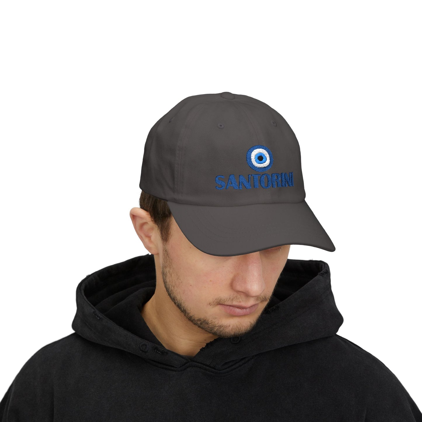 Santorini Evil Eye Dad Cap – Greek Island Embroidered Baseball Hat