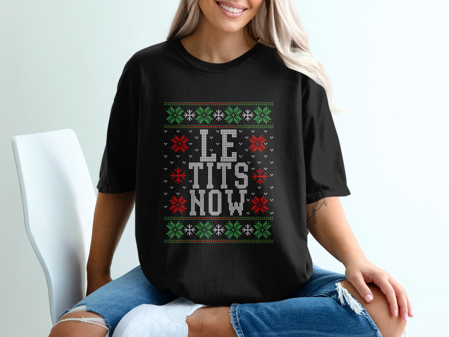 Funny Let It Snow Holiday Graphic Black Tee product type