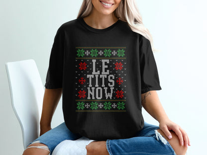 Funny Let It Snow Holiday Graphic Black Tee product type