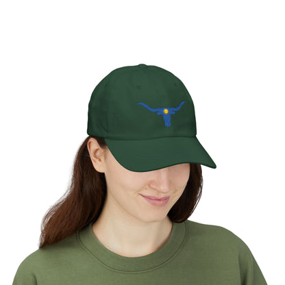 Embroidered Blue Longhorn Dad Cap Western Sun Hat