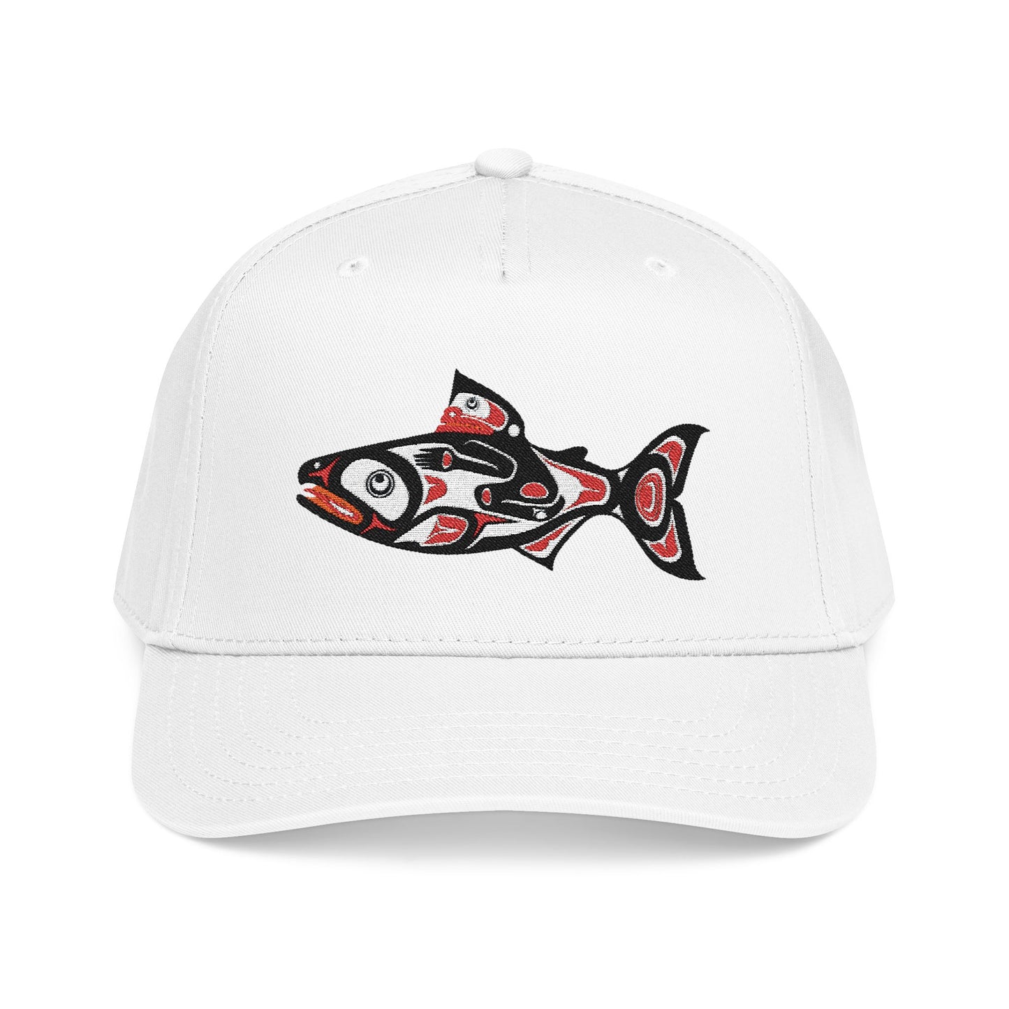 Tribal Salmon Embroidered Baseball Cap Native American Hat