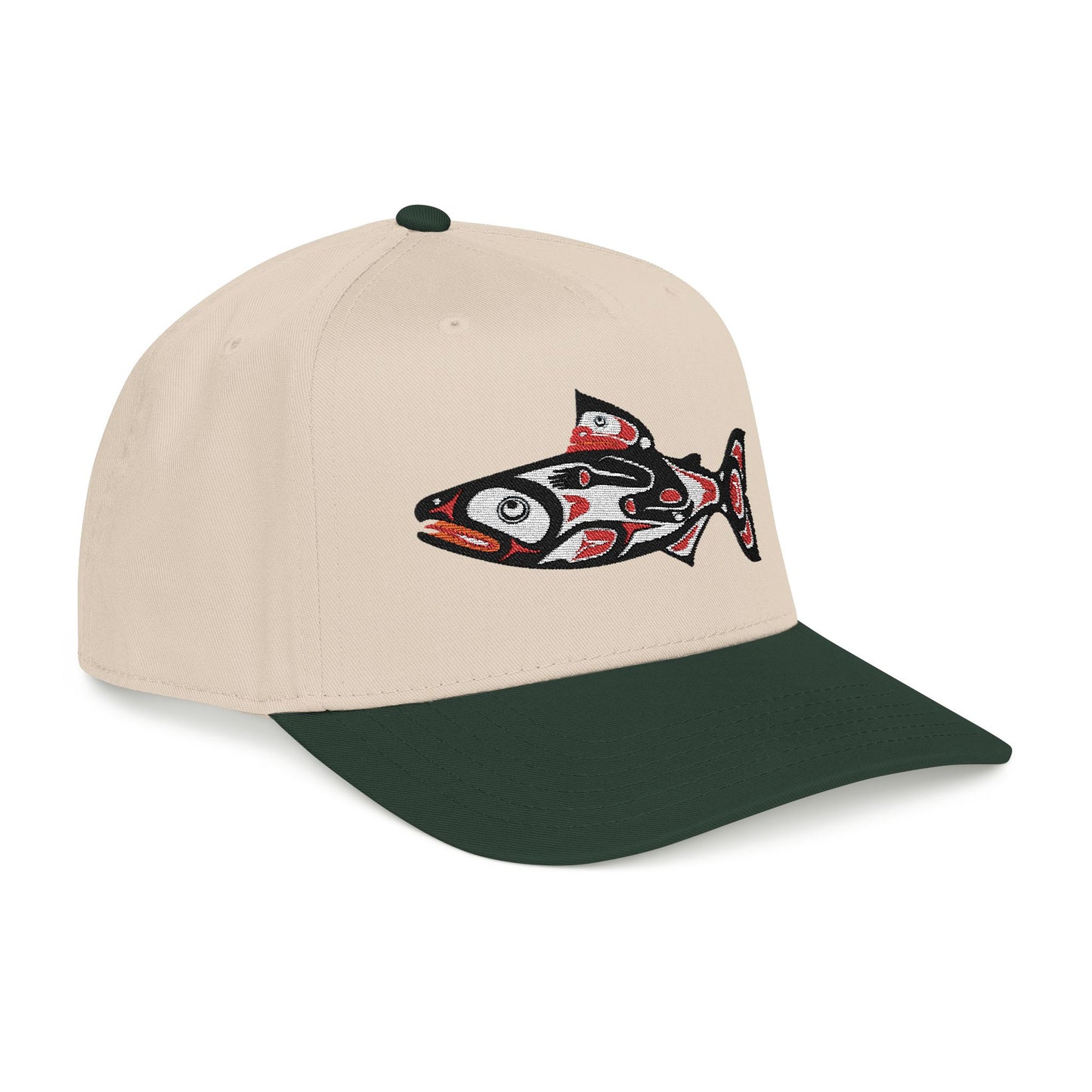 Tribal Salmon Embroidered Baseball Cap Native American Hat