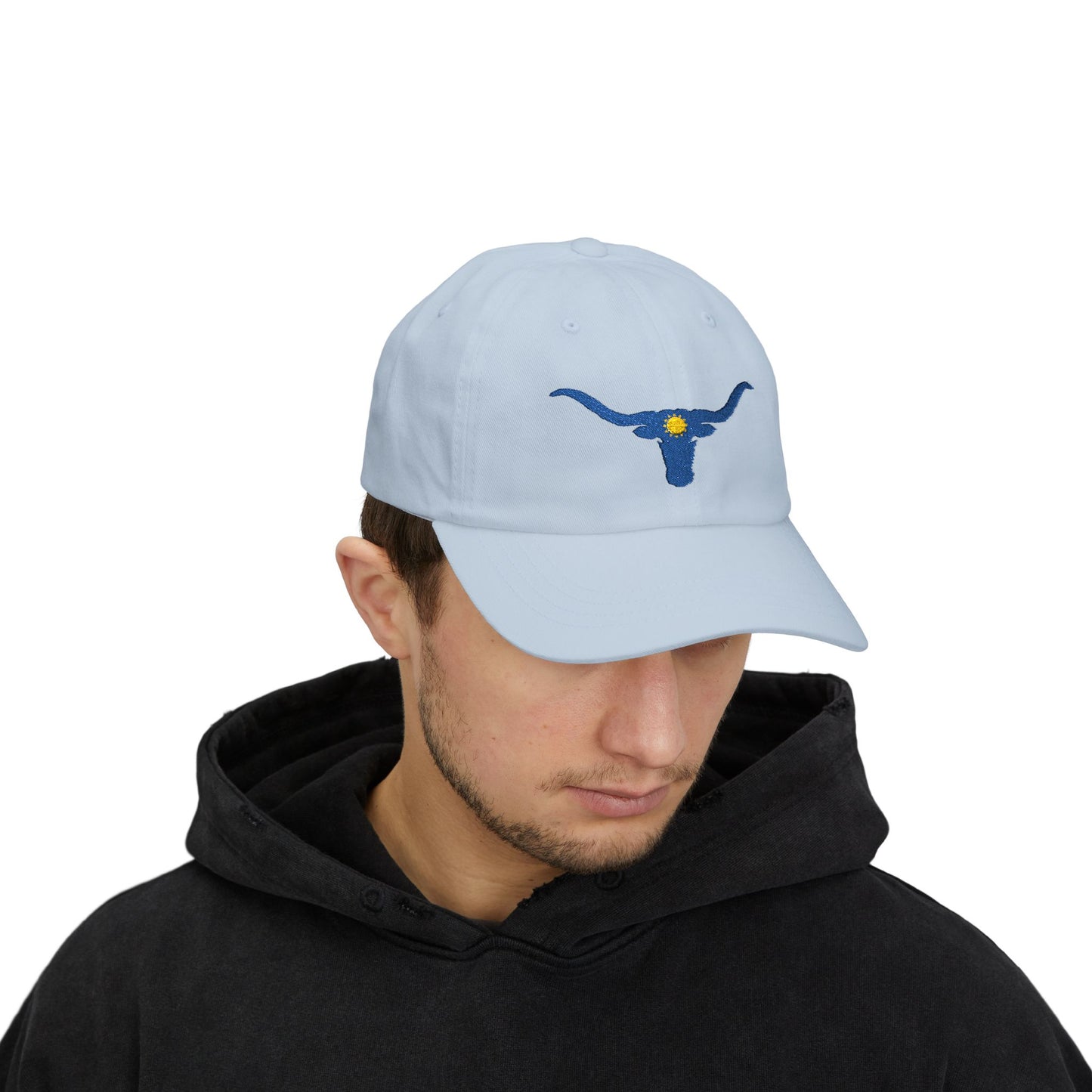 Embroidered Blue Longhorn Dad Cap Western Sun Hat