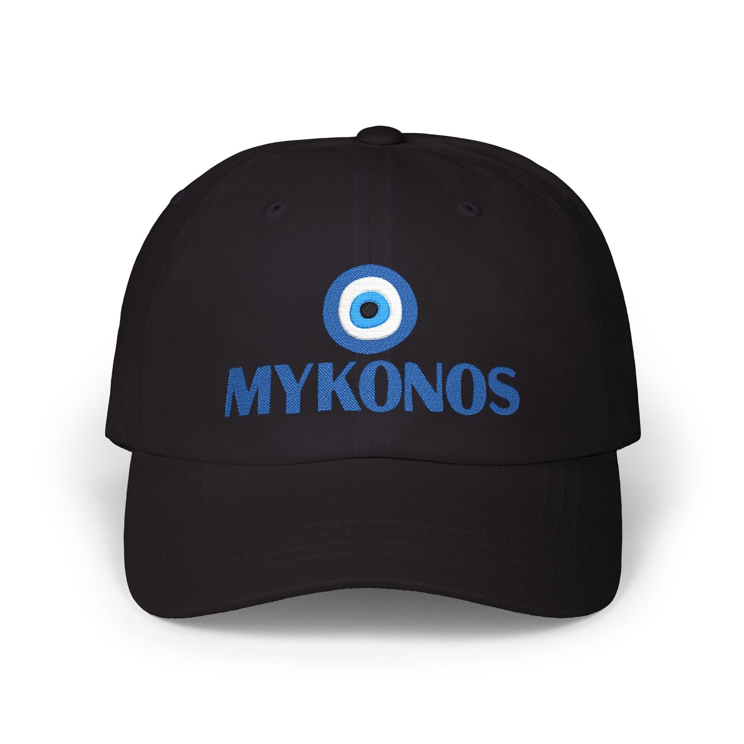 Mykonos Evil Eye Dad Cap — Embroidered Greek Island Baseball Hat