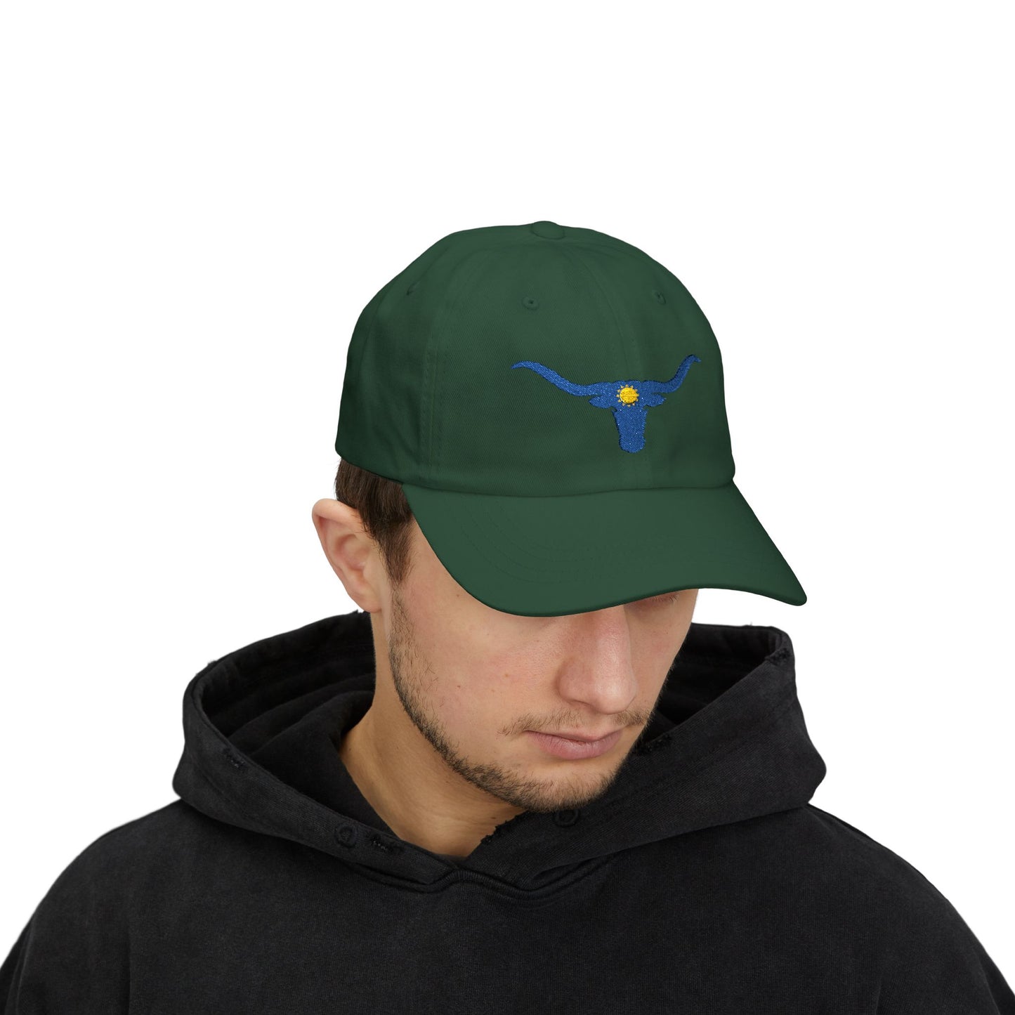 Embroidered Blue Longhorn Dad Cap Western Sun Hat