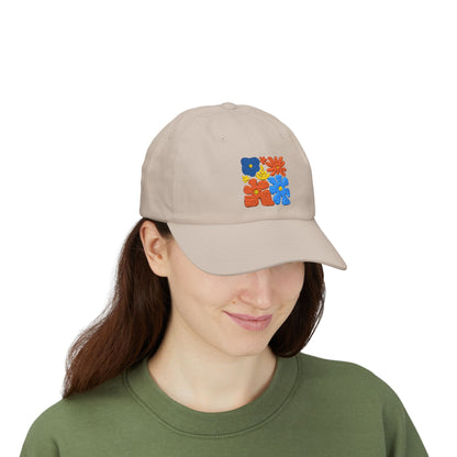 Boho Floral Baseball Dad Cap Retro Colorful Embroidered Flowers