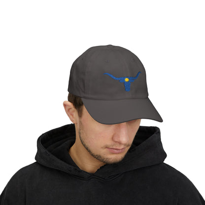 Embroidered Blue Longhorn Dad Cap Western Sun Hat