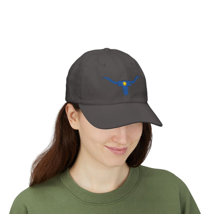 Embroidered Blue Longhorn Dad Cap Western Sun Hat