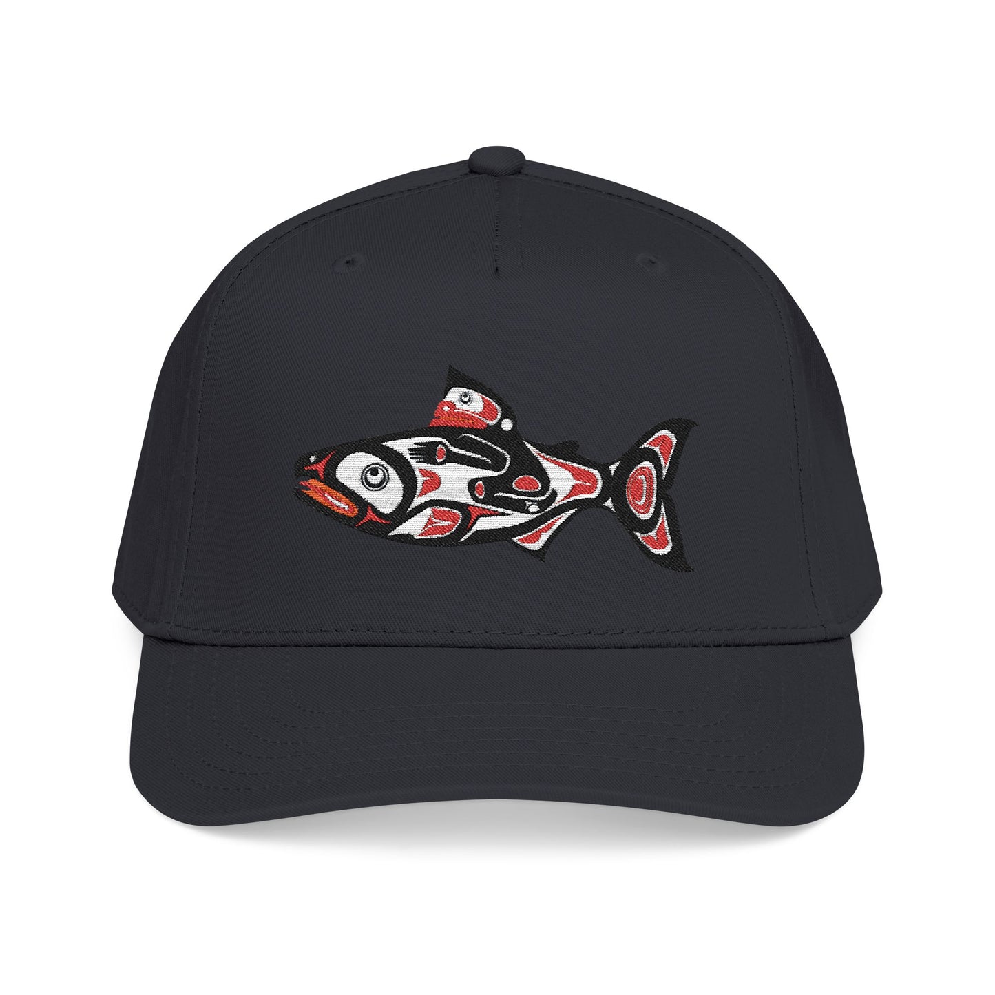 Tribal Salmon Embroidered Baseball Cap Native American Hat