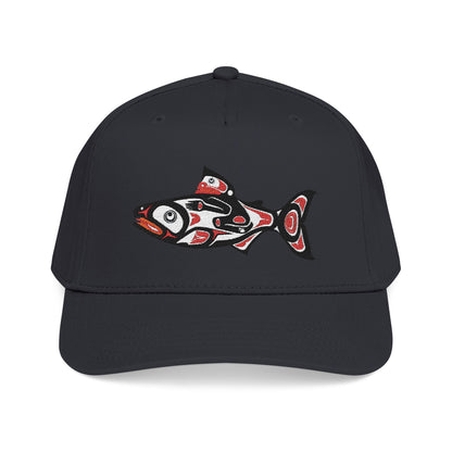 Tribal Salmon Embroidered Baseball Cap Native American Hat