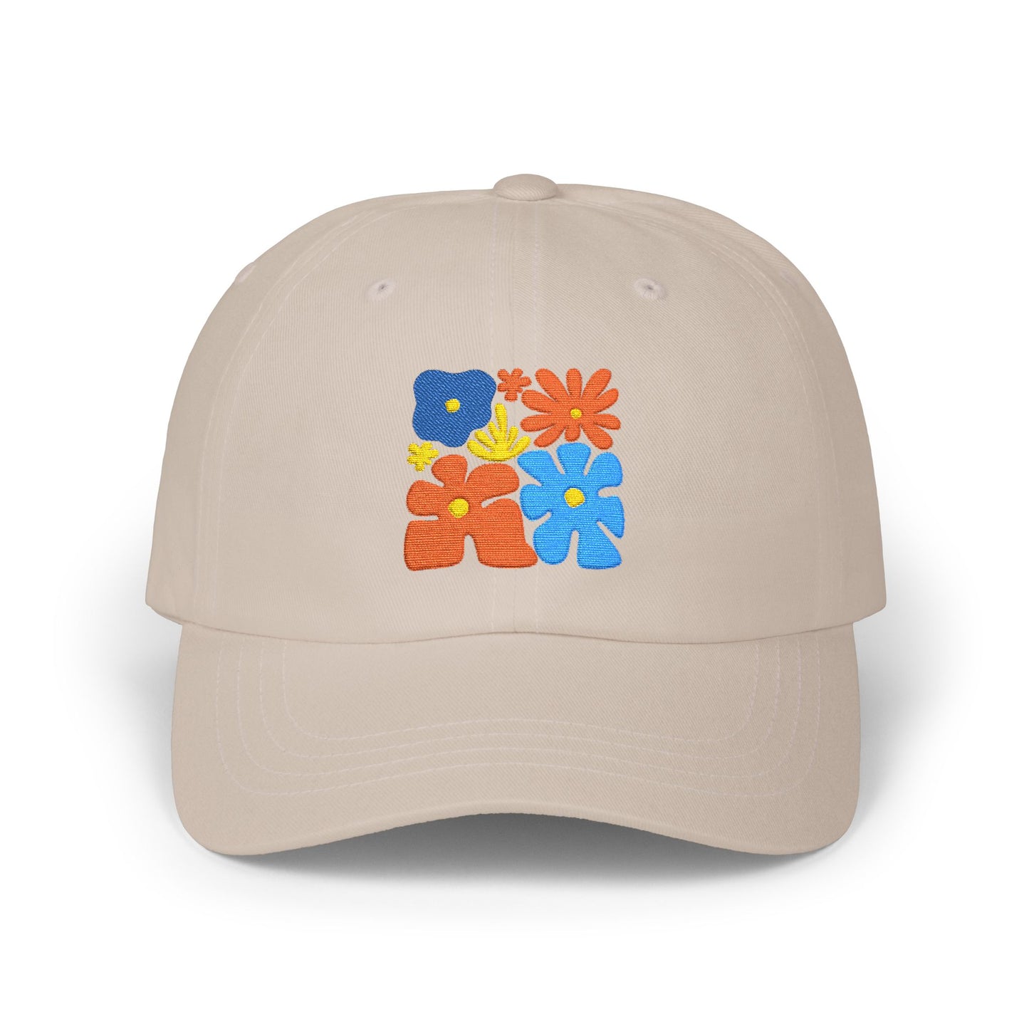 Boho Floral Baseball Dad Cap Retro Colorful Embroidered Flowers