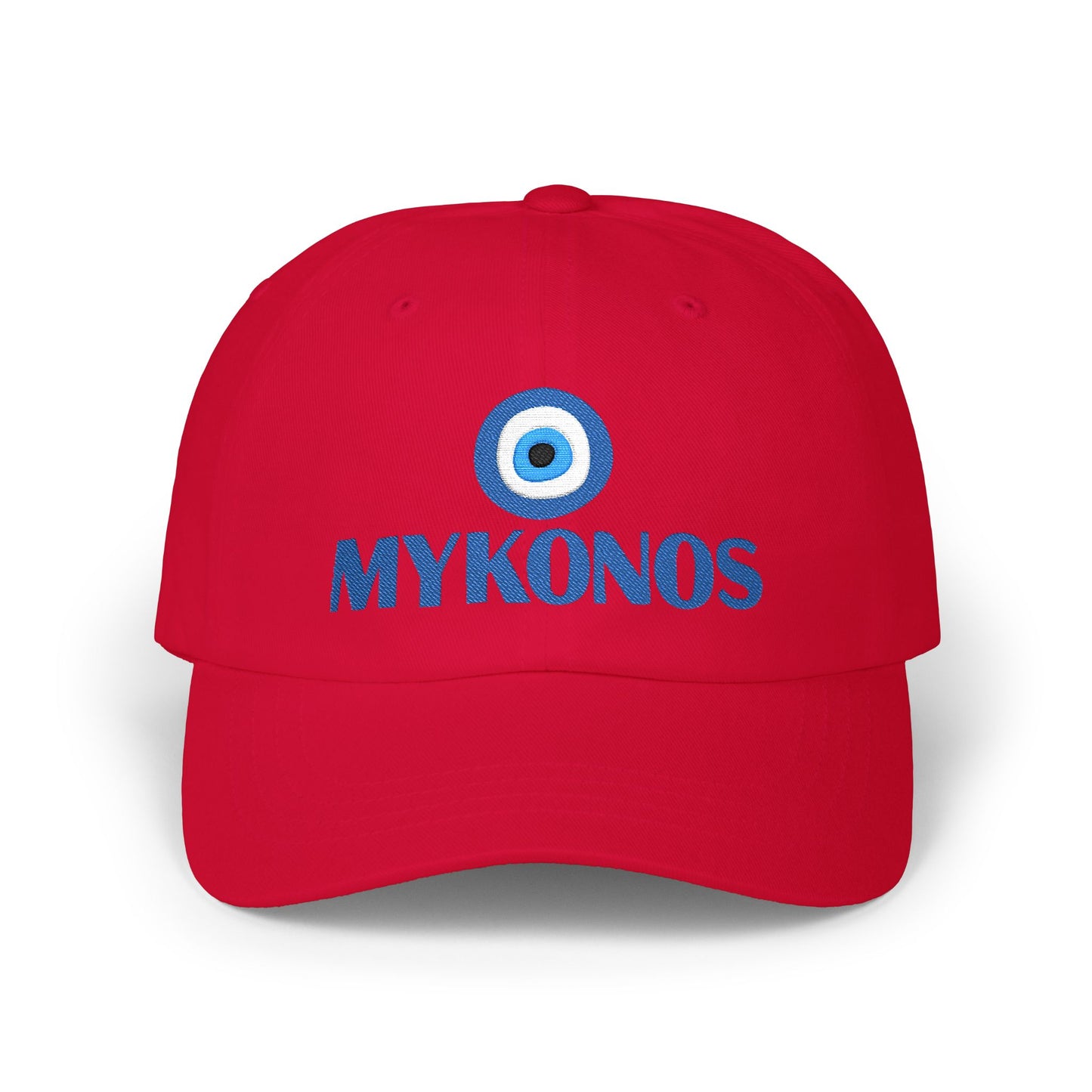 Mykonos Evil Eye Dad Cap — Embroidered Greek Island Baseball Hat