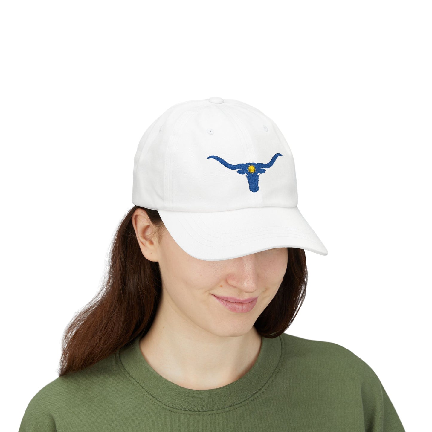 Embroidered Blue Longhorn Dad Cap Western Sun Hat