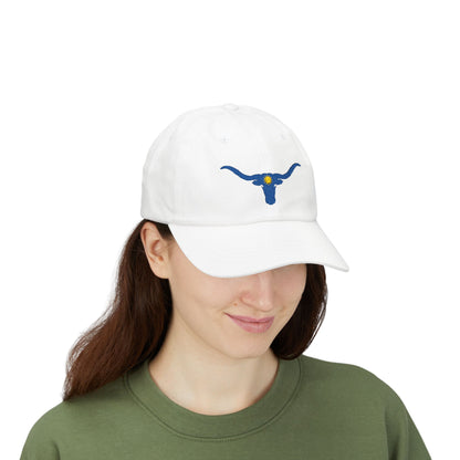 Embroidered Blue Longhorn Dad Cap Western Sun Hat
