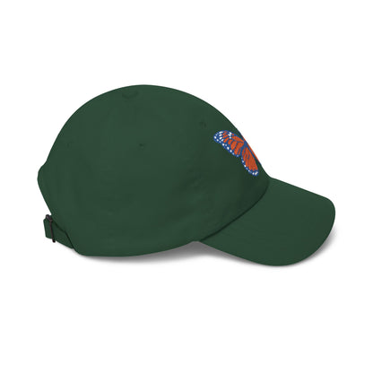 Butterfly Embroidered Dad Cap Preppy Orange & Blue Monarch Hat