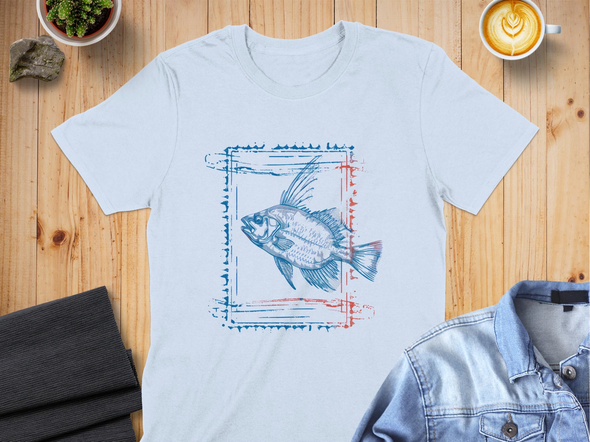 Vintage Fish Graphic Art Tee Casual Style Shirt product