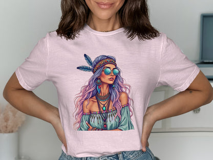 Trendy Graphic Tee Featuring Boho Chic Design product type
