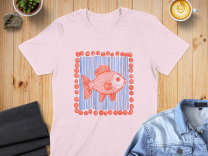 Unique Goldfish Design in Red-Blue Frame T-shirt product type