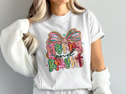 Merry And Bright Festive Graphic Tee Shirt product type