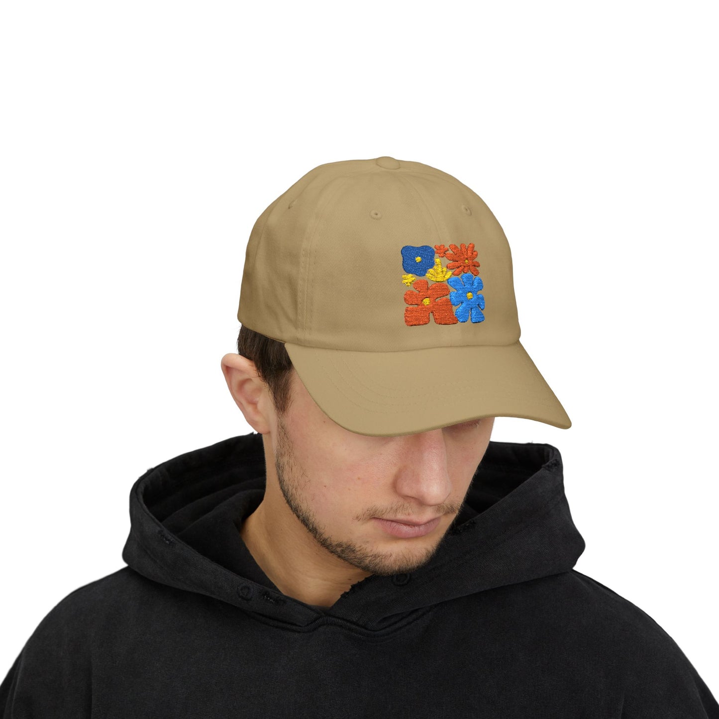 Boho Floral Baseball Dad Cap Retro Colorful Embroidered Flowers