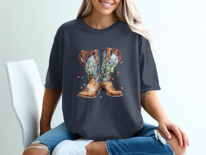 Colorful Retro Cowboy Boots Graphic Tee product