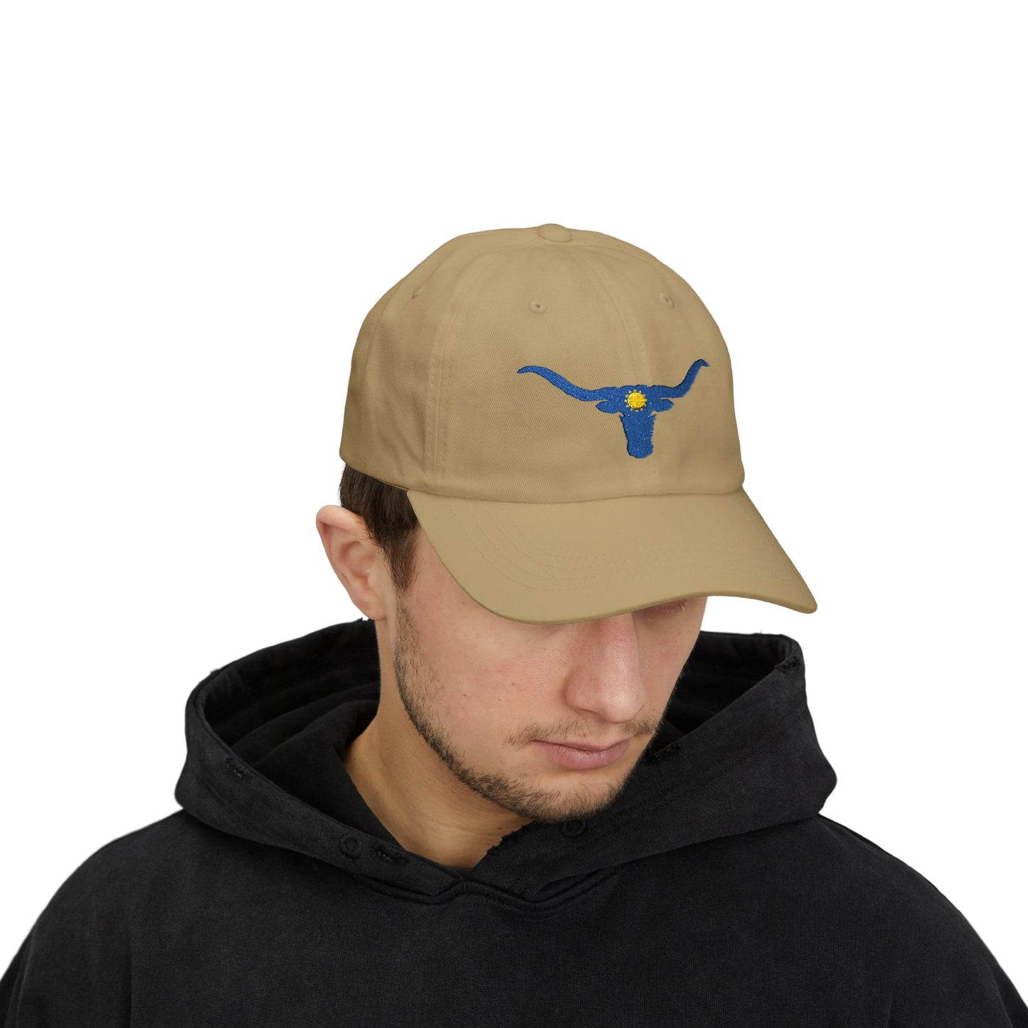 Embroidered Blue Longhorn Dad Cap Western Sun Hat