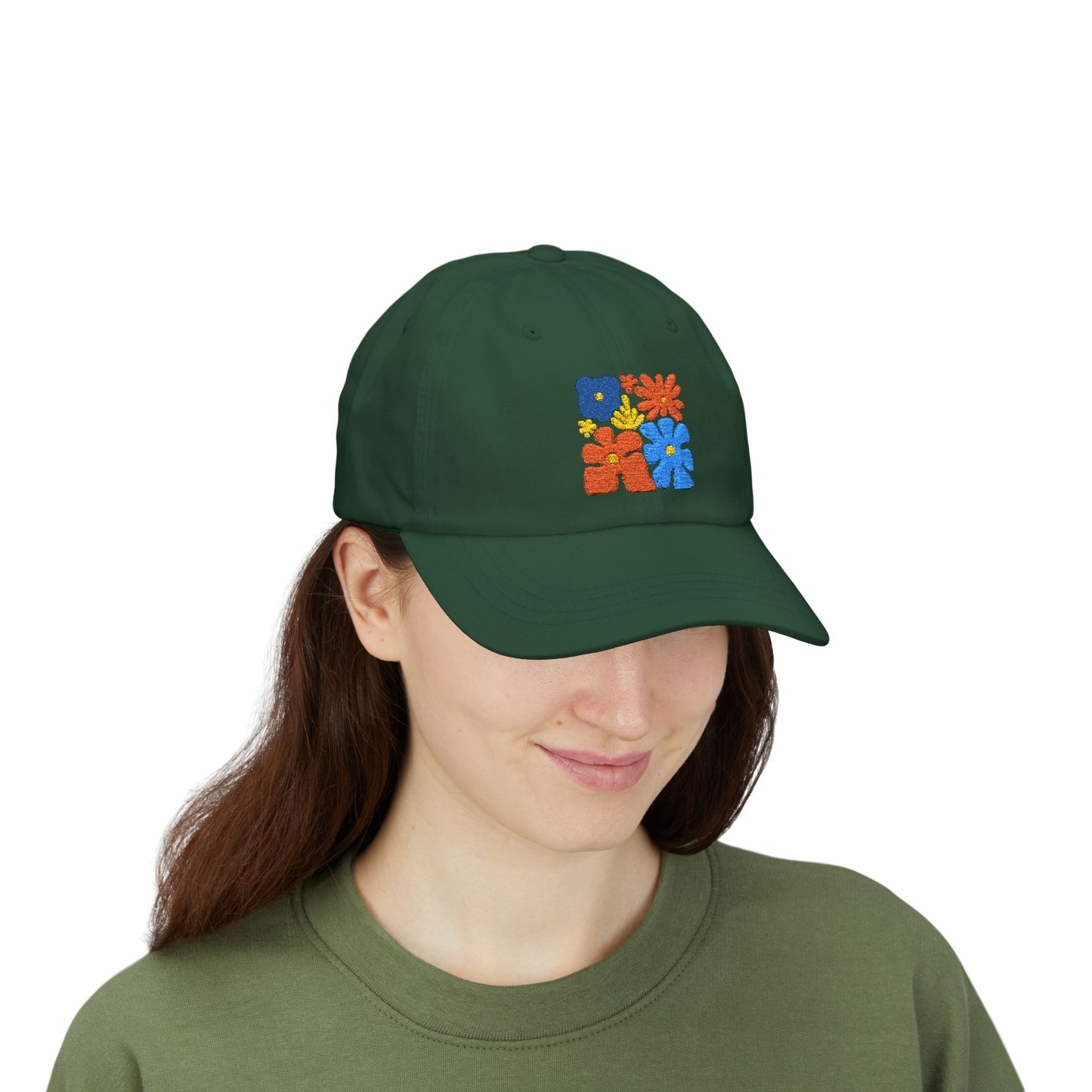 Boho Floral Baseball Dad Cap Retro Colorful Embroidered Flowers