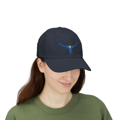 Embroidered Blue Longhorn Dad Cap Western Sun Hat