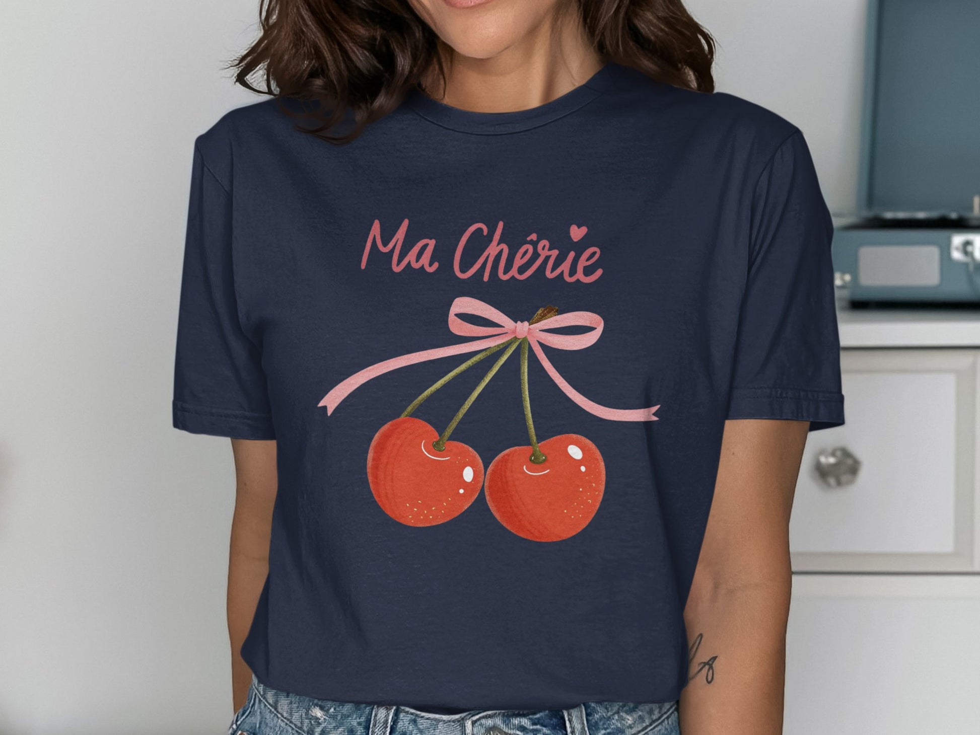 Navy Blue Ma Chérie Cherry Graphic Tee product type