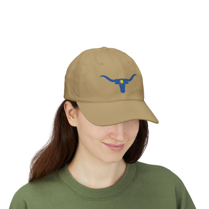 Embroidered Blue Longhorn Dad Cap Western Sun Hat