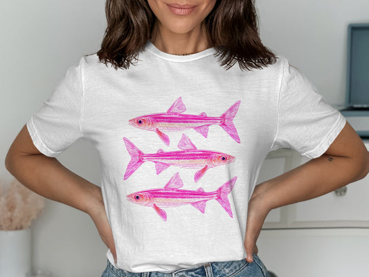 Pink Graphic Fish Printed Women's T-Shirt product