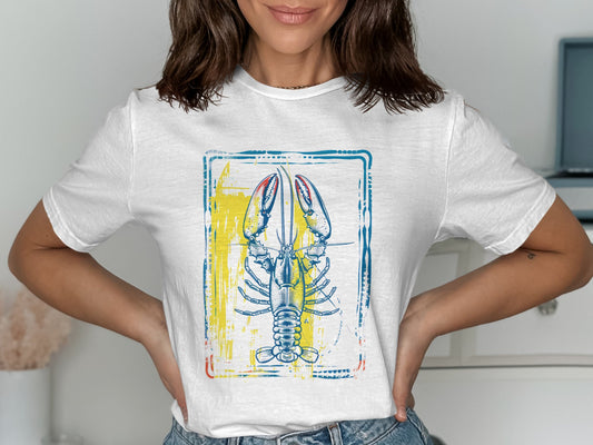 Colorful Lobster Print Graphic Tee shirt product type