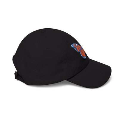 Butterfly Embroidered Dad Cap Preppy Orange & Blue Monarch Hat