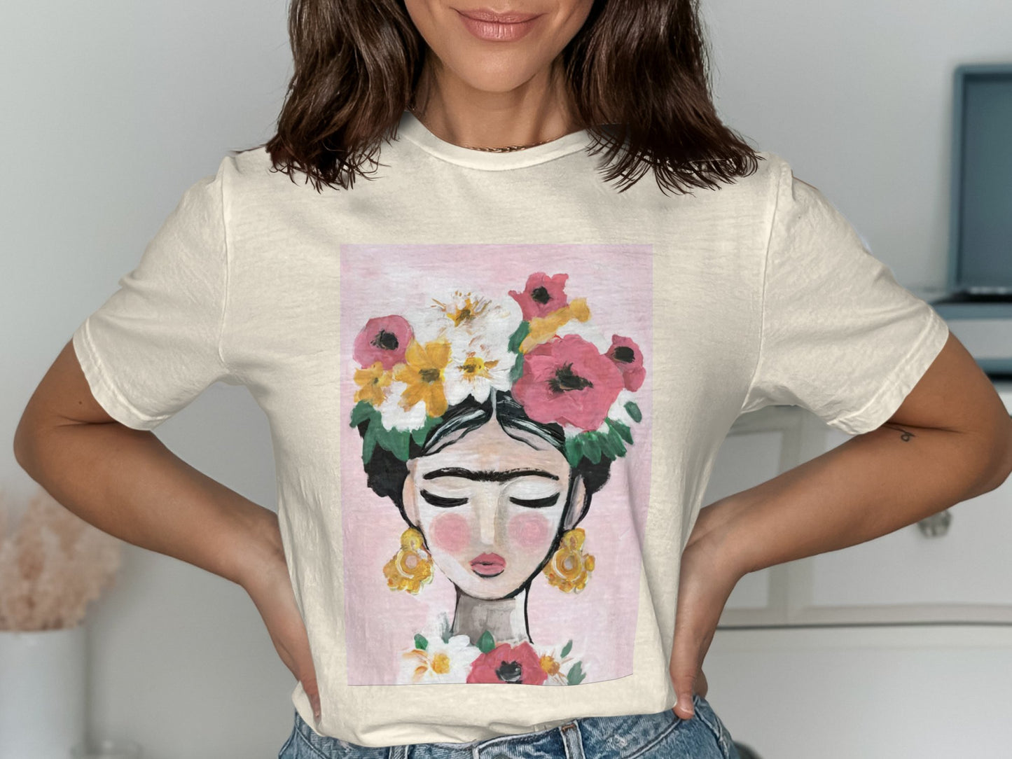Floral Headpiece Artistic Graphic Print T-Shirt product