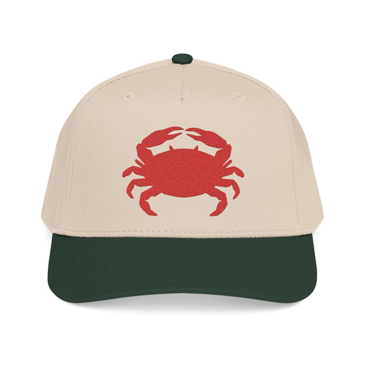Crab Embroidered Baseball Cap, Coastal Crab Hat, Preppy Nautical Cap