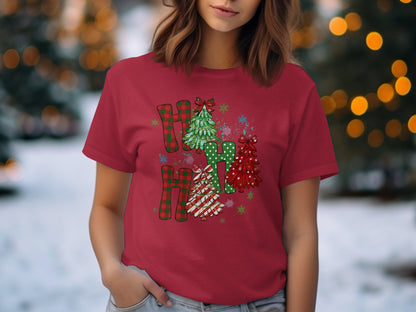 Christmas Tree and Candy Cane Design T-Shirt product type