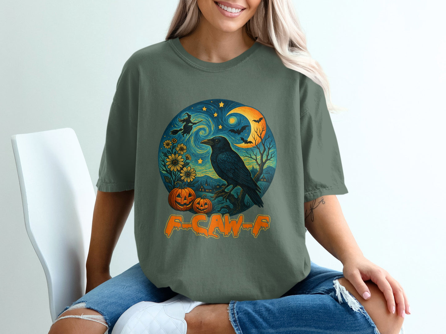 FCW Black Crow and Halloween Art on T-Shirt product