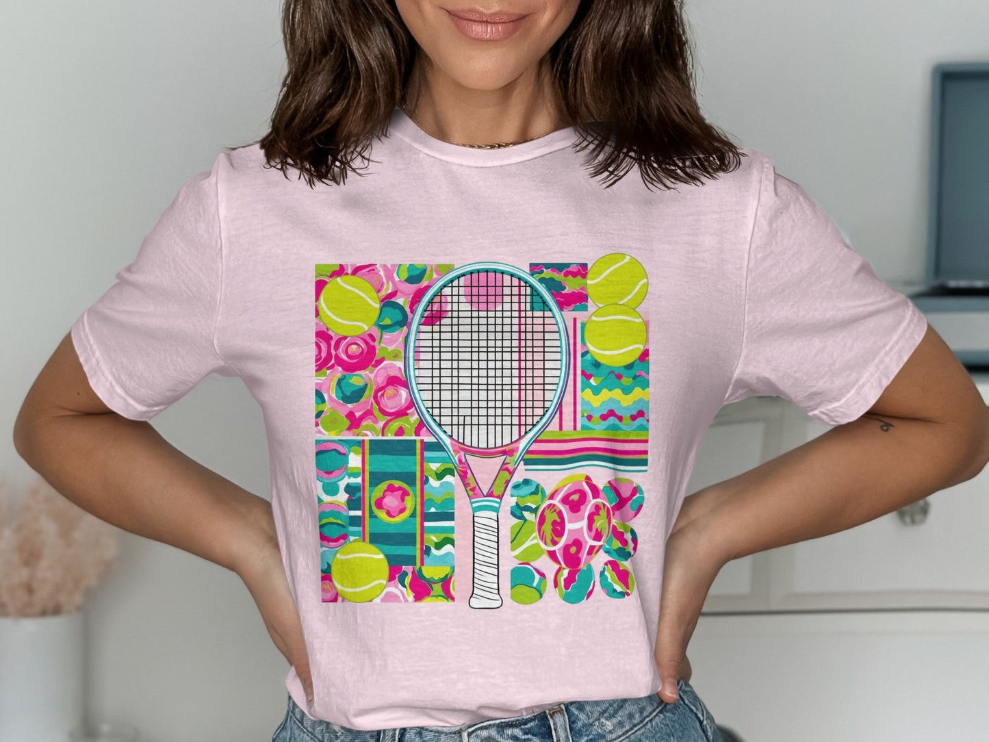 Vibrant Tennis Themed Graphic Tee Shirt product type